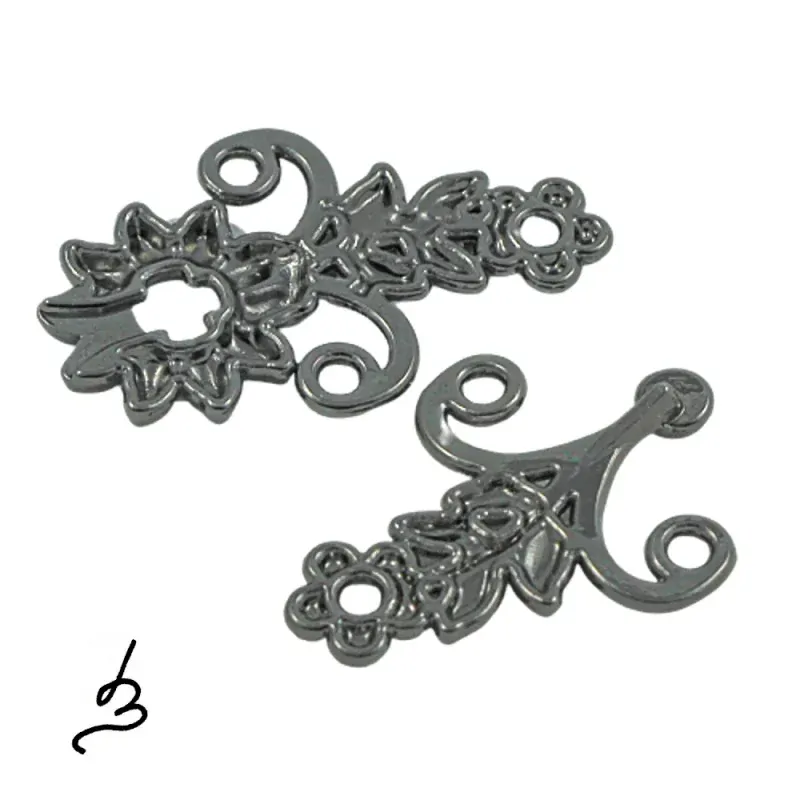 Ozdobné zapínání květinkové gunmetal – 1 pár
