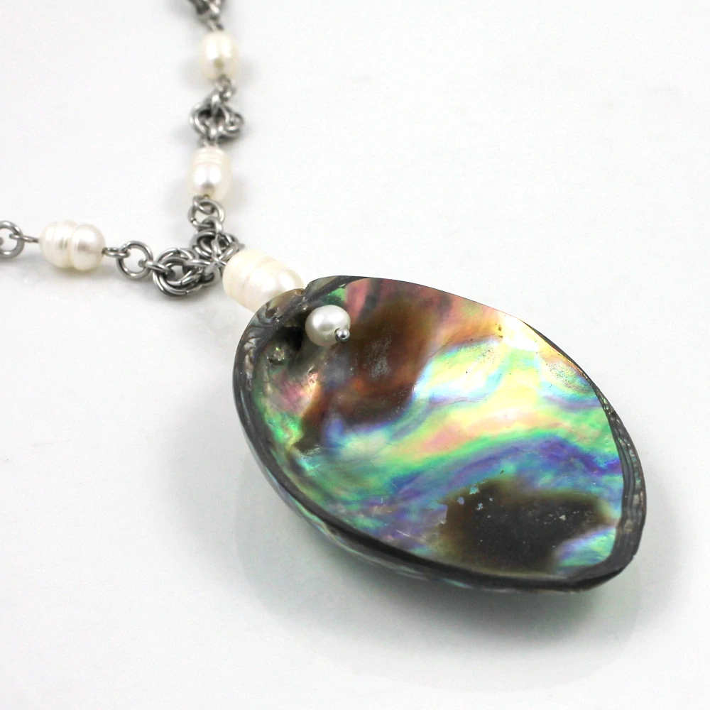 Náhrdelník Paua mušle s perlami