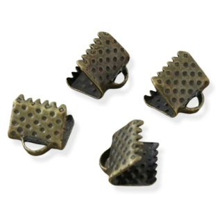 Koncovky na stuhu starozlato 6x8 mm – 10 ks