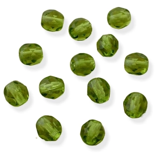 Korálky broušené trávově zelené 6mm – 30 ks