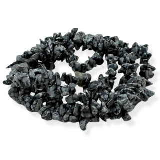 Obsidián vločkový, vrtané zlomky – 20 cm návleku