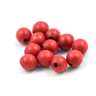 Korálky dřevěné červené 9/10 – 12 ks