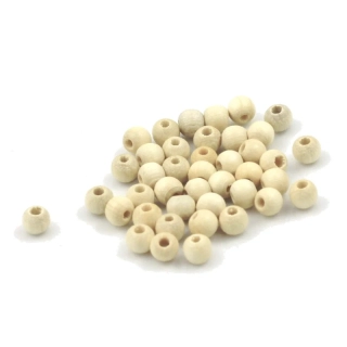 Korálky dřevěné krémové 5mm – 40 ks