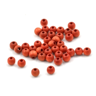 Korálky dřevěné oranžové 5mm – 40 ks