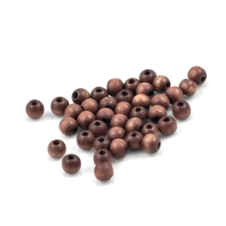 Korálky dřevěné hnědé 5mm – 40 ks