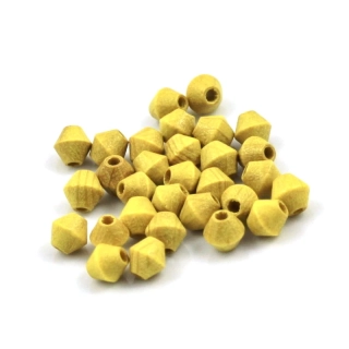 Korálky dřevěné žluté 6/6 mm – 30 ks