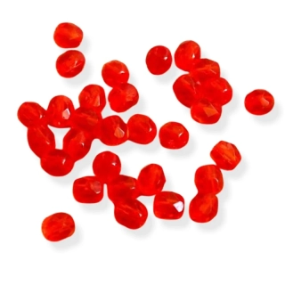 Korálky broušené červenooranžové 4mm – 50 ks
