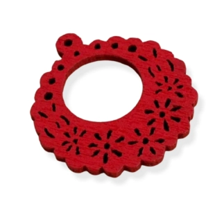 Dřevěný přívěsek filigrán červený – 10 ks