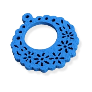 Dřevěný přívěsek filigrán modrý – 10 ks