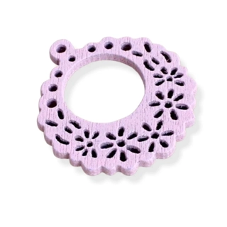 Dřevěný přívěsek filigrán růžový – 10 ks