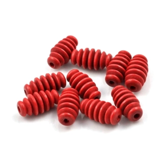 Korálky dřevěné červené 8/17,5 – 10 ks