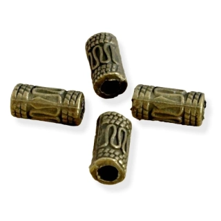 Váleček-korálek 10x5 mm starozlatý – 100 ks