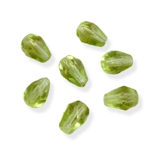 Korálky broušené kapky světle zelené 7x5mm – 20 ks