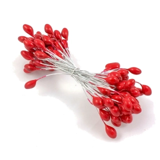 Oboustranné květní tyčinky na drátku červené – 250 ks