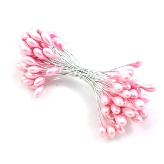 Oboustranné květní tyčinky na drátku růžové – 50 ks