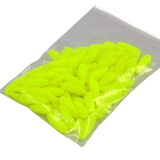 Korálky skleněné lupínky neonově žluté – 68 ks