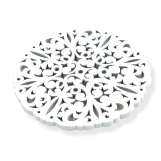 Dřevěné kolečko filigránové bílé – 2 ks