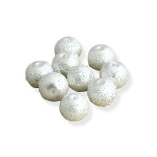 Voskové perle vroubkované bílé 8mm – 20 ks