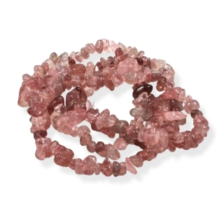 Jahodový křemen, vrtané zlomky – návlek