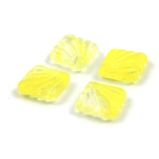 Korálky skleněné žlutočiré mušličky - 6 ks