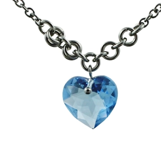 Náhrdelník Swarovski srdce modré v kroužcích