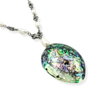 Náhrdelník Paua mušle s perlami