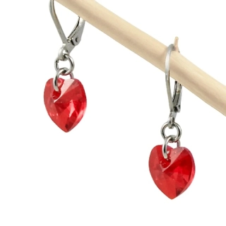 Náušnice Swarovski srdíčka červená