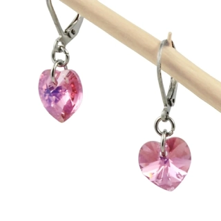 Náušnice Swarovski srdíčka růžová