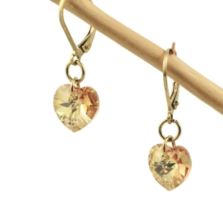 Náušnice Swarovski srdíčka zlatá