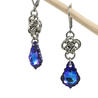 Náušnice Swarovski baroko Heliotrope s filigrány