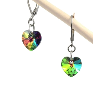 Náušnice Swarovski srdíčka Vitrail Medium