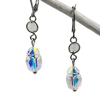 Náušnice Swarovski Scarabeus s měsíčním kamenem