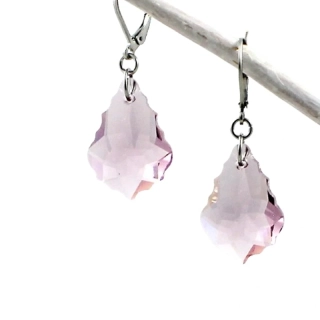 Náušnice Swarovski baroko fialové