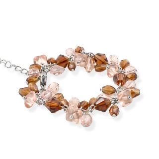 Náramek s korálky růžová-topaz