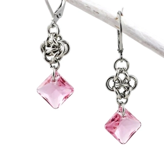 Princess Swarovski náušnice visací růžové
