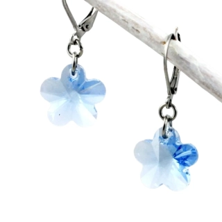 Swarovski náušnice modré kytičky