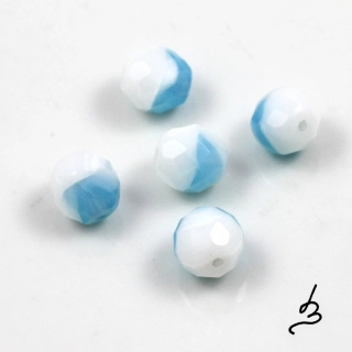 Ohňovky korálky broušené 10mm modro-bílé – 10 ks