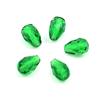 Korálky kapky broušené zelené 10x7mm – 10 ks