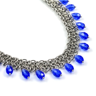 Choker náhrdelník s modrými kapkami