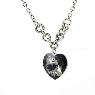 Náhrdelník Swarovski srdce Silver Night v kroužcích
