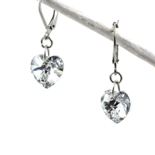 Náušnice Swarovski srdíčka stříbrná