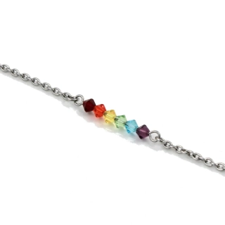 Řetízek na nohu Swarovski duhový