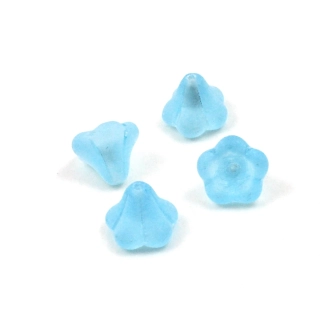 Korálky skleněné zvonky frosty modré – 10 ks