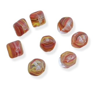 Korálky skleněné polštářky veselé - 15 ks